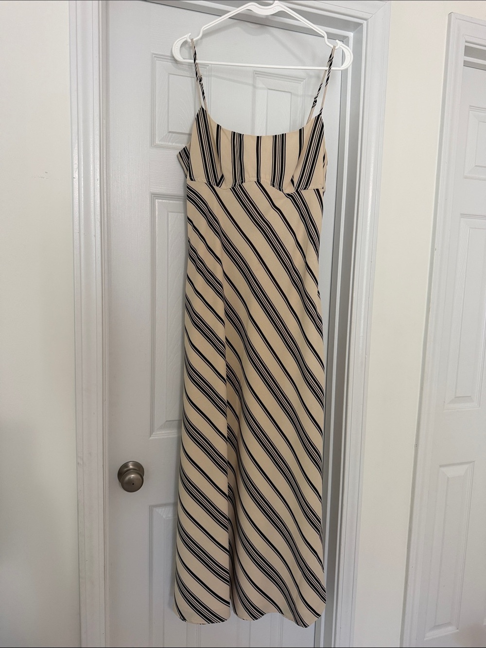 Le Lis Beige and Black Striped Maxi Dress